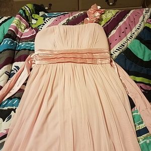 One shoulder light pink dress